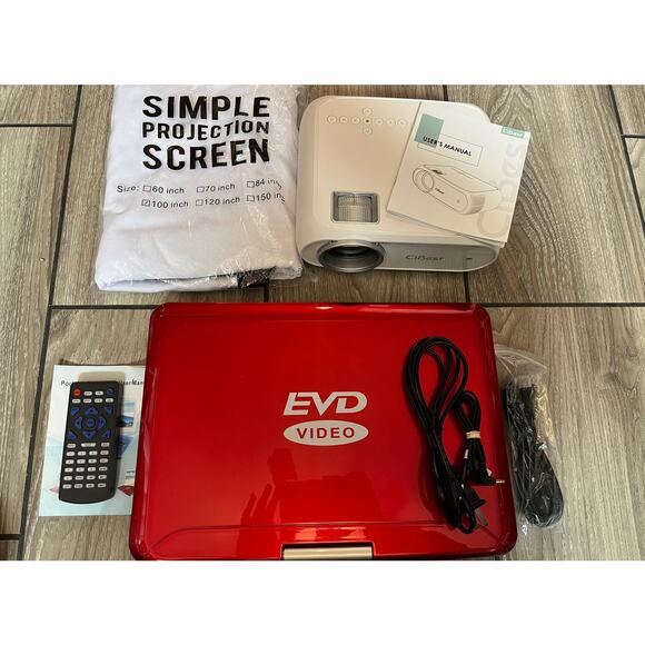 CIBest EVD Video SIMPLE PROJECTION SCREEN DVD Player & Movie Projector - Picture 1 of 11